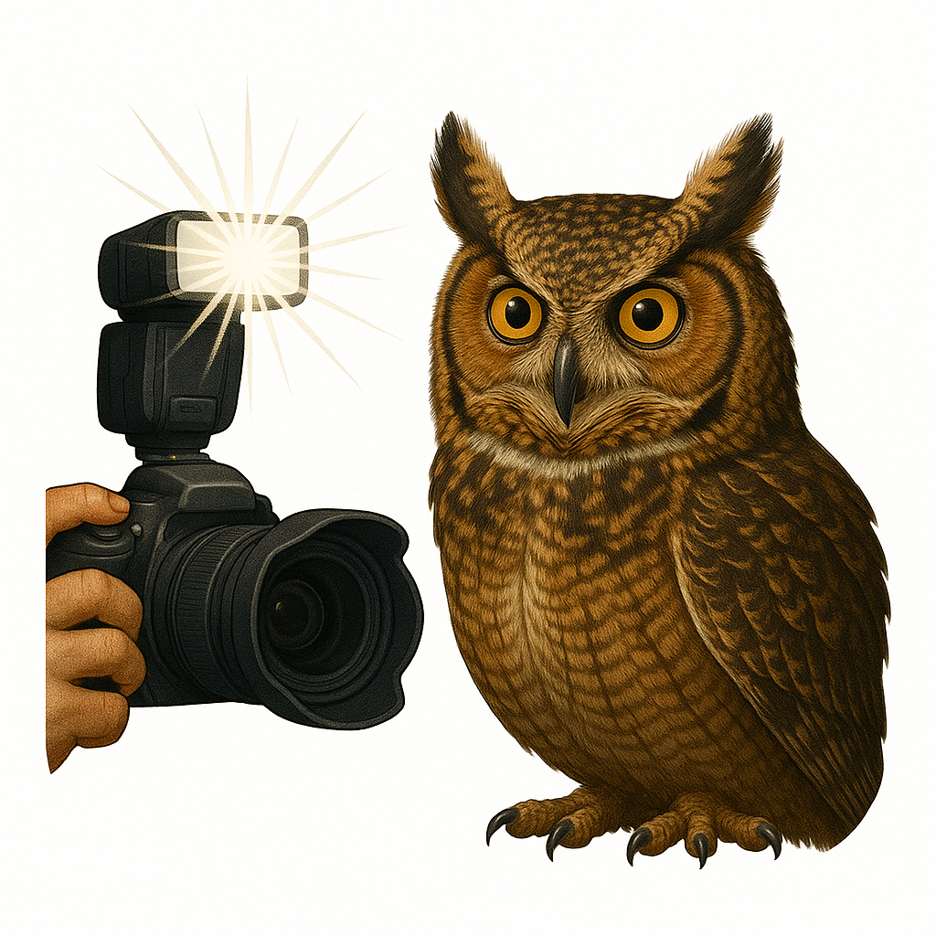 etica legge fotografia naturalistica flash rapaci notturni
